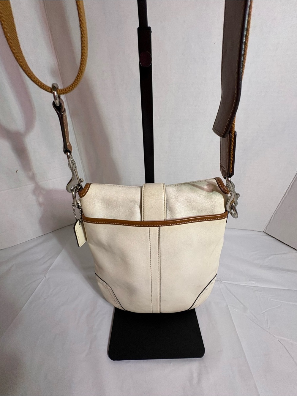 Coach Vintage Tan Leather-Trim Crossbody / Shoulder Bag - Picture 9 of 10